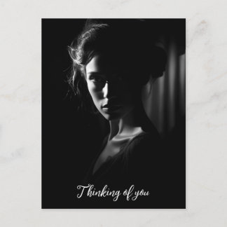 Silhouette of a woman's face B&W photo Postcard