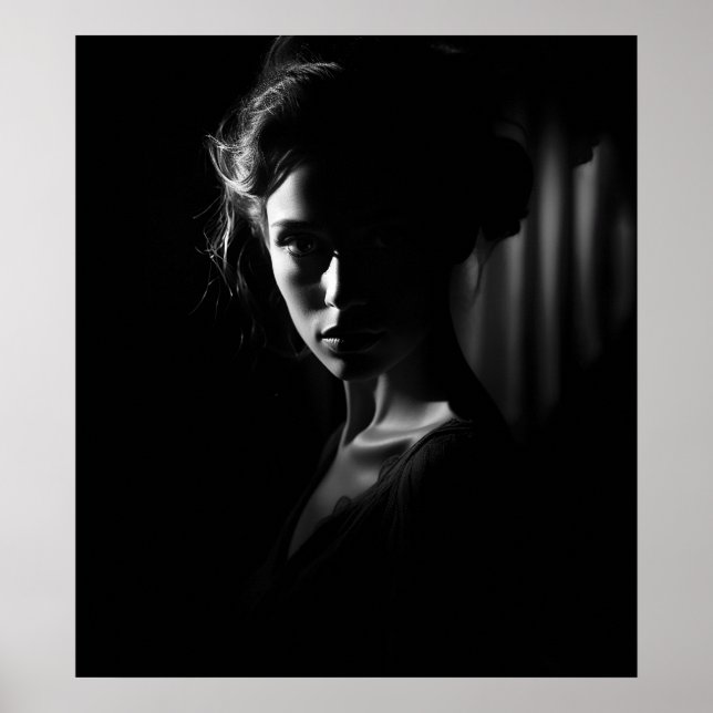 Silhouette of a woman's face B&W photo Poster (Front)