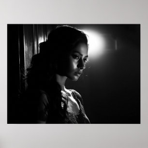 Silhouette of a woman's face B&W photo Poster