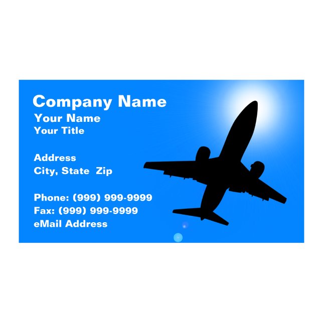 Silhouette of Aeroplane Against Clear Blue Sky Business Card (Creator Uploaded)