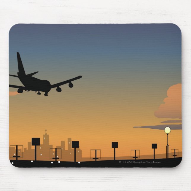 Silhouette of an aeroplane in flight mouse pad (Front)