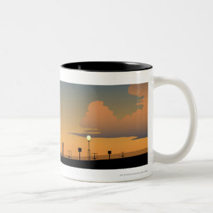 Silhouette of an aeroplane in flight Two-Tone coffee mug