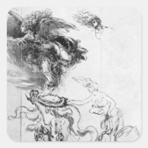 Silhouette of an Angel Square Sticker