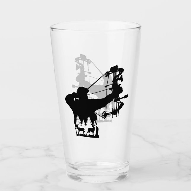 Silhouette of an Archer With Wildlife Scene  Glass (Front)