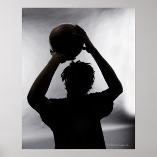 Silhouette of basketball player poster
