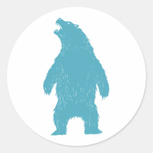 Silhouette of bear - Choose background color Classic Round Sticker