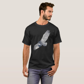 Silhouette of Bird in Flight backed by clouds T-Shirt