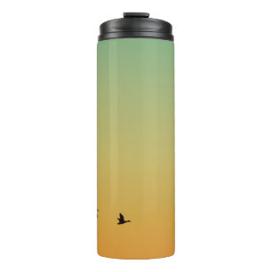 SILHOUETTE OF BIRDS FLYING DURING SUNSET THERMAL TUMBLER