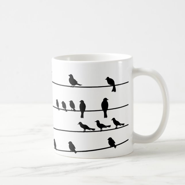 Silhouette of Birds on Wires Coffee Mug (Right)
