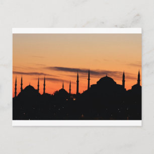 Silhouette of Blue mosque and Hagia Sophia Postcard