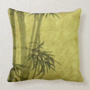 Silhouette of branches of a bamboo on paper cushion