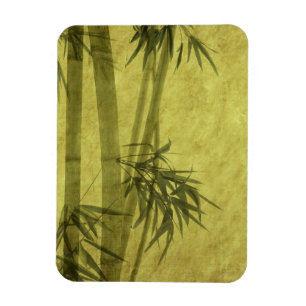 Silhouette of branches of a bamboo on paper magnet