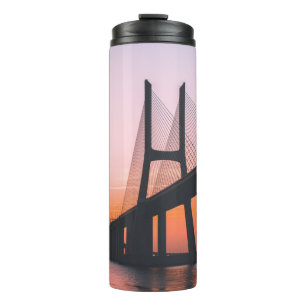 SILHOUETTE OF BRIDGE UNDER CLEAR SKY THERMAL TUMBLER