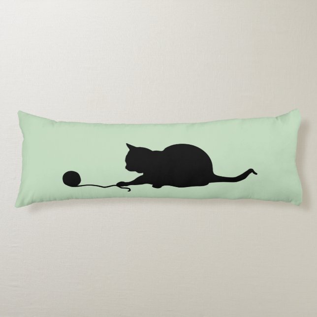 Silhouette of Cat at Play Body Cushion (Front)
