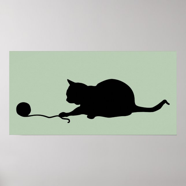 Silhouette of Cat at Play Poster (Front)