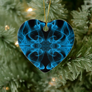 Silhouette of Coloured Smoke Abstract blue black Ceramic Tree Decoration