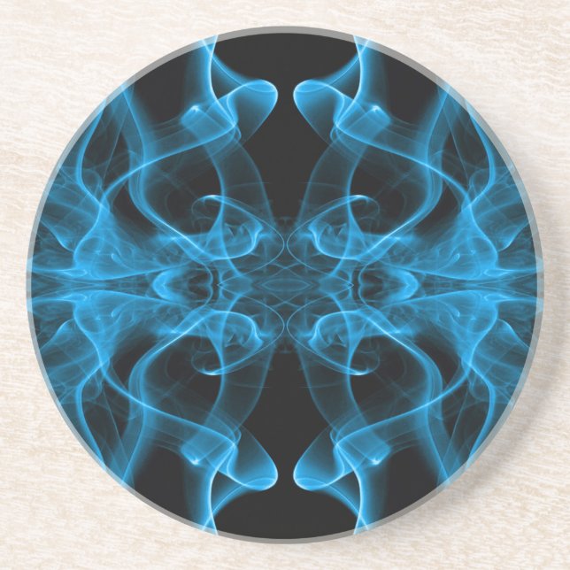 Silhouette of Coloured Smoke Abstract blue black Coaster (Front)