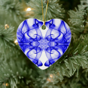 Silhouette of Coloured Smoke Abstract Pattern Blue Ceramic Tree Decoration