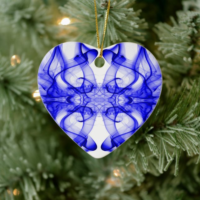 Silhouette of Coloured Smoke Abstract Pattern Blue Ceramic Tree Decoration (Tree)