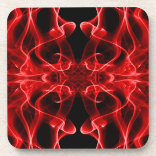 Silhouette of Coloured Smoke Abstract red black Coaster