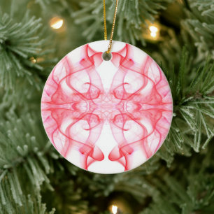 Silhouette of Coloured Smoke Abstract red on white Ceramic Ornament