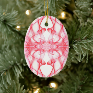 Silhouette of Coloured Smoke Abstract red on white Ceramic Tree Decoration