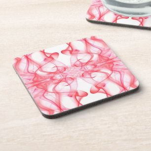 Silhouette of Coloured Smoke Abstract red on white Coaster