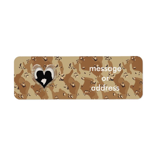 Silhouette of Couple Kissing (Camouflage Heart) Return Address Label (Front)