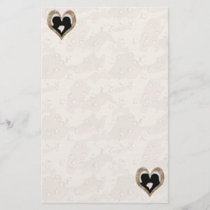 Silhouette of Couple Kissing (Camouflage Heart) Stationery