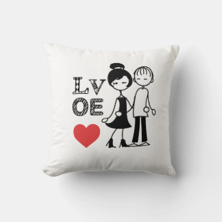 Silhouette of couple, love, heart. cushion