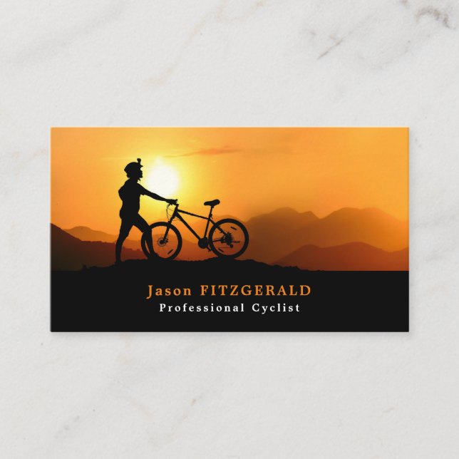 Silhouette of Cyclist, Cycling, Bicyclist Business Card (Front)
