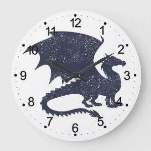 Silhouette of dragon - Choose background color Large Clock