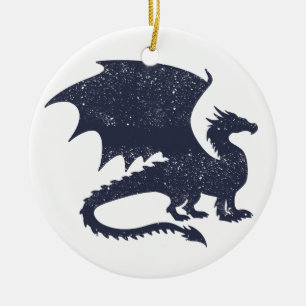 Silhouette of dragon - Choose background colour Ceramic Ornament