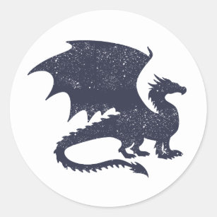 Silhouette of dragon - Choose background colour Classic Round Sticker