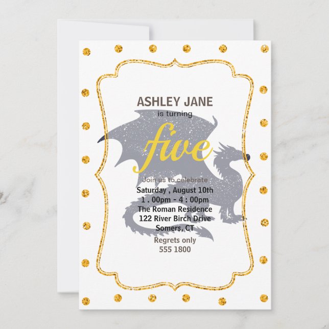 Silhouette of dragon - Choose background colour Invitation (Front)