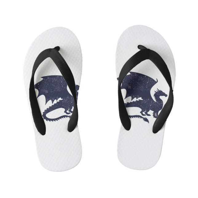 Silhouette of dragon - Choose background colour Kid's Thongs (Footbed)