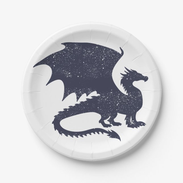 Silhouette of dragon - Choose background colour Paper Plate (Front)