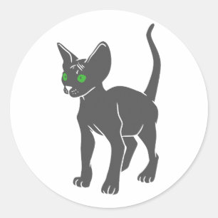 Silhouette of Egyptian  cat - Choose back colour Classic Round Sticker