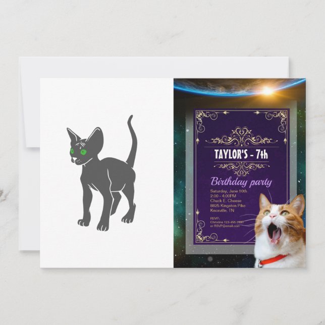 Silhouette of Egyptian  cat - Choose back colour Invitation (Front)