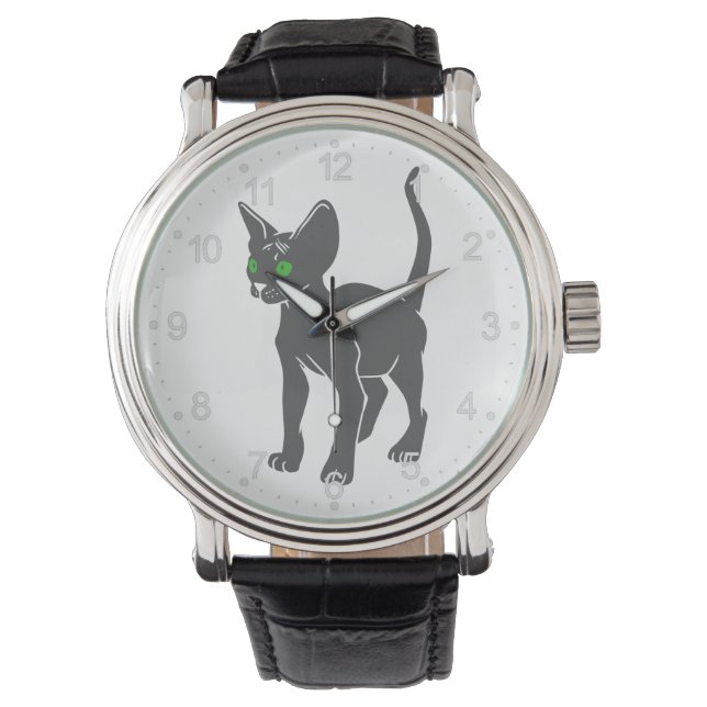 Silhouette of Egyptian  cat - Choose back colour Watch (Front)
