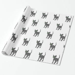 Silhouette of Egyptian cat - Choose back colour Wrapping Paper