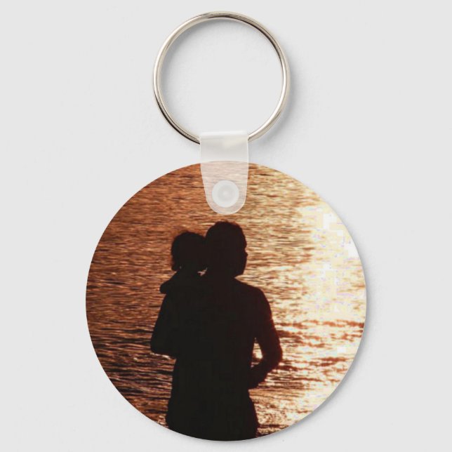 Silhouette of Father and Child Key Ring (Front)