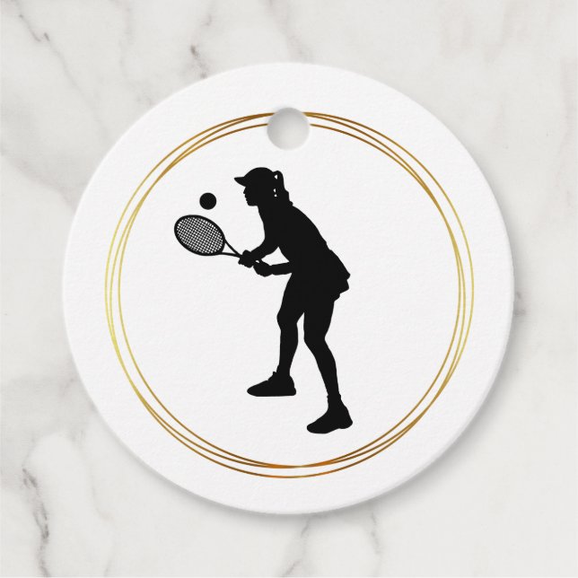 Silhouette of Female Tennis Player Gift Tag (Front)