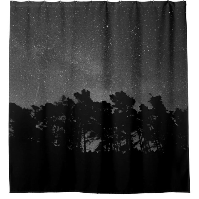 SILHOUETTE OF FOREST DURING NIGHTTIME SHOWER CURTAIN (Front)