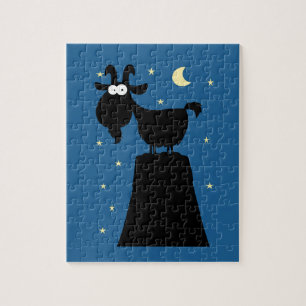 Silhouette of Goat on Mountain Jigsaw Puzzle