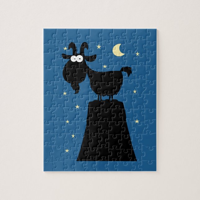 Silhouette of Goat on Mountain Jigsaw Puzzle (Vertical)