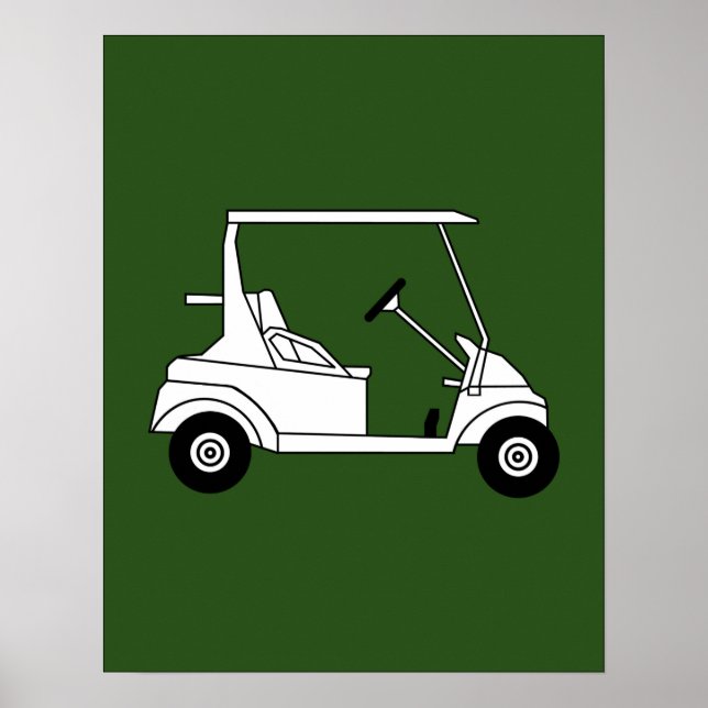 Silhouette of golf cart print on green (Front)
