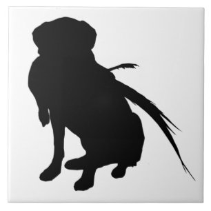 Silhouette of Labrador Retriever with pheasant Tile