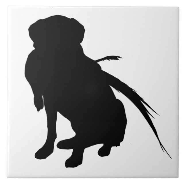 Silhouette of Labrador Retriever with pheasant Tile (Front)