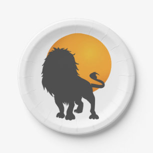 Silhouette of lion - Choose background color Paper Plate